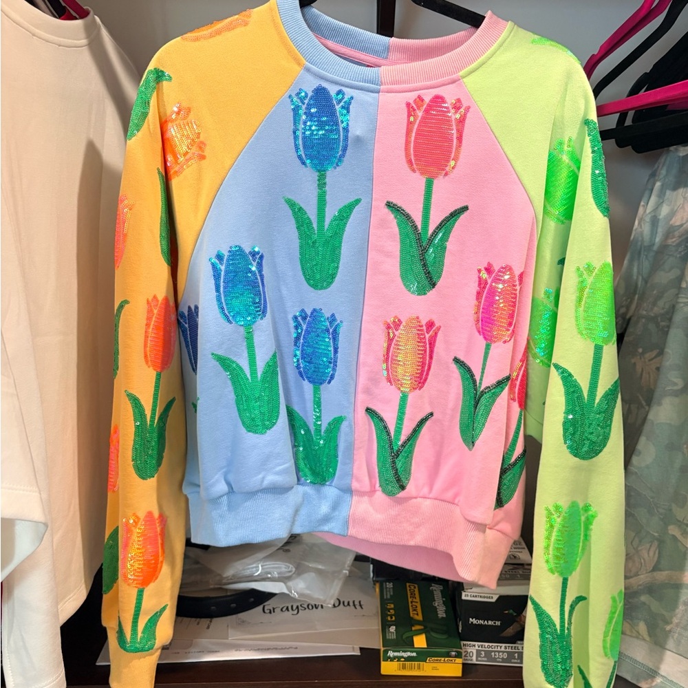 Queen of Sparkles Colorful Tulip Sweatshirt